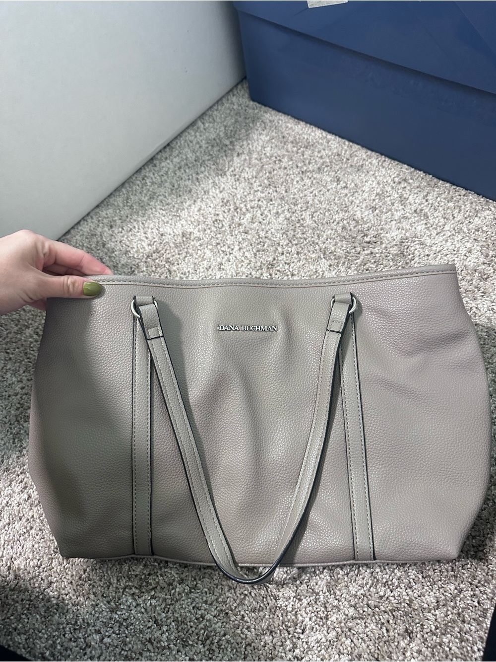 Dana Buchman Pebbled Taupe Leather Tote